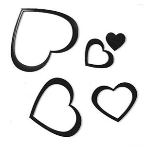 Wall Stickers 5pcs Heart-shaped Removable Wooden 3D Backdrop Sticker Decals Home DIY Black