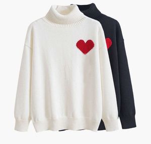 Kvinnors tröjor Designer Sweater Love Heart A Woman Lover Cardigan Knit V Round Neck High Collar Womens Fashion Letter White Black Long Sleeve Clothing Pullover 021