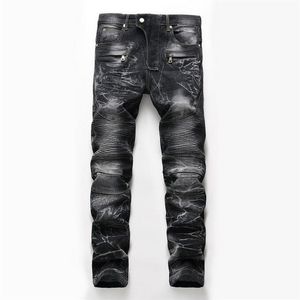 Denim Designer For Men'S Bike Moto Jeans Stretch Straight OverSize 28-38 40 42 Spring Sutumn Winter HIP HOP Punk Streetwear 22901