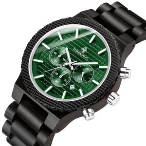 Orologio da uomo in legno di moda di lusso cronografo luminoso multifunzione orologio da polso in legno al quarzo orologi sportivi retrò204Q