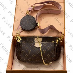 Designer Bags Old Flower Brown Three In One Shoulder Bag genuine leather Shoulder Strap Clutch Combo Embossed Luxury MULTI POCHETTE Women Messenger Bag Wallet