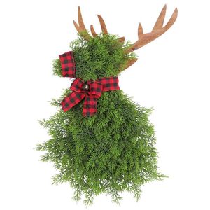 Christmas Decorations Elk Simulate Wreath Garland Artificial Plant Xmas Tree Festival Hanging Door Decor HKD230922