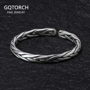 Bangle Heavy Solid 999 Pure Silver Twisted Bangles For Men Women Handcrafted Viking Armband Man Cuff Bangles 230921