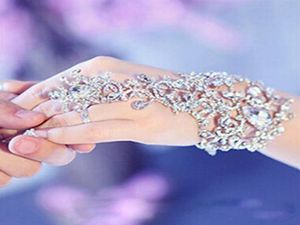In Stock Sliver Crystal Rhinestones Diamonds Bracelet Ring Wristband Bridal Jewelry Bracelet Wedding Party Bridal Accessories4636226