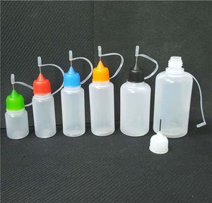 Plastic Packaging Bottle Vapor Pinhole Cap PE Soft Metal Needle 5ml 10ml 15ml 20ml 30ml 50ml Dropper Bottles For Essential Oil Liquid Juice Atomizer Storage Filler
