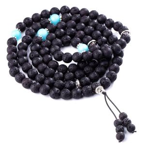 Contas de oração budista 7 chakra multicamadas yoga meditação mala cura lava rock difusor pulseira colar caixa presente frisado stran178v