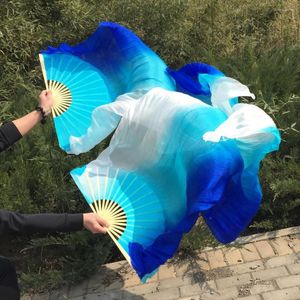 Stage Wear 2pcs 1.8m 0.9m Belly Dance Light Silk Fan Veils Women Tie Dye Performance