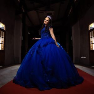 Royal Blue Quinceanera klänningar Vestido de 15 Anos de debutante Askepott Ball klänningar födelsedag prom klänningar för söta 16 flickor