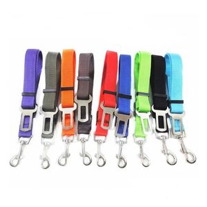 Hundhalsar Leases Seatbelt Harness Leash Nylon Seat Belt Pet Dogs bilbälten Valp Travel Clip Supplies 10 Färger Partihandel SN430 DHXR4