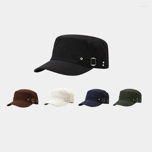 Berets Men Vintage Army Denim Baseball Cap Bawełniany kadet Hat Mirem oddychający płaski, regulowany wiosenny jesienny słońce