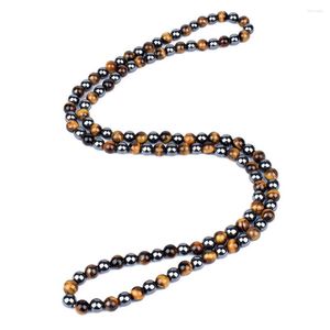 Chains Natural Hematite Tiger Eye Beads Necklaces Men For Magnetic Health Protection Women Energy Jewelry Collier Homme Drop