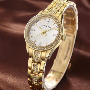CRRJU Top Marke uhr Quarzuhr Strass Armbanduhren Wasserdichte frauen Uhr Frauen luxus uhren Relogios feminine Fo251i