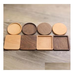 Mats Pads Wooden Coasters Black Walnut Cup Mat Bowl Pad Coffee Tea Cups Dinner Plates Kitchen Home Bar Tools Sn2809 Drop Delivery Dhgqz