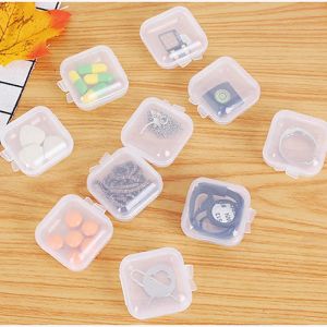 Square Empty Mini Clear Plastic Storage Containers Box Case with Lids Small Box Jewelry Earplugs Storage Box Wholesale