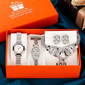 Other Jewelry Sets Women Watch Bracelet Set Jewelry Earrings Necklace Ring Gift for Ladies Minimalist Elegant Quartz Wristwatch Relogio Feminino 230921