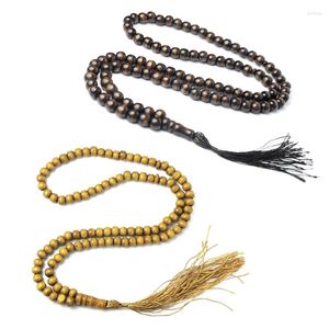 Strand Wood Tasbih Prayer Beads 99 Muçulmano Islâmico Rosário Portátil Pulseira Com Borla