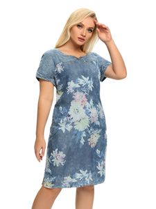 Plus size Dresses LIH HUA Women's Size Denim Dress Summer Chic Elegant For Chubby Women Round Neck Woven Cotton 230920