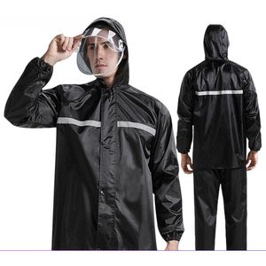 Raincoats Rain Suit Waterproof Jacket Breattable Coat Pants Vuxna män med reflekterande strip Raincoat för resefiske Vandring 230920