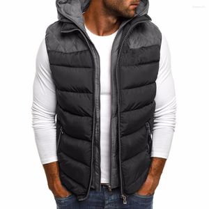 Coletes masculinos inverno quente colete casaco sem mangas casual algodão com capuz colete acolchoado pato para baixo jaqueta plus size 5xl