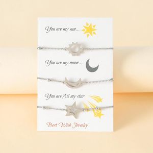 Strang Einfaches und vielseitiges Edelstahl-Sonne-Mond-Stern-Armband für Damen, Kette, Paar, Karte, Geschenk im Großhandel