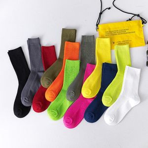 Erkek Çorap Harajuku Şeker Renk Erkek Mürettebat Sokak Giyim Floresan Yeşil Neon Sarı Spor Japon Tarzı Beyaz Siyah İşletme