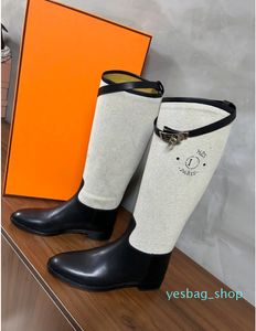 Saltando botas longas estilos de outono e inverno mulheres botas de cavaleiro designer moda couro de alta qualidade clássicos botas faustine tamanho