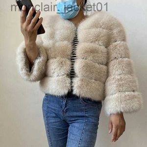 Women's Fur Faux Fur Woman winter High simulation fox fur Coats Faux Fur TOP 2022 vest natural warm cropped oversize jacket black beige J230921