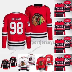 Patrick Kane 98 Connor Bedard Hockey Jersey Taylor Hall Jonathan Toews Petr Mrazek Reese Johnson Anders Bjork Jakub Pour Seth Jones Ian Mitchell