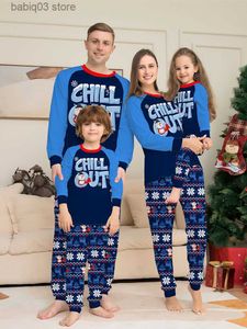 Family Matching Outfits Christmas Matching Family Pajamas Xmas Pjs Set Daddy Mommy Kids Child Daughter Son Clothing Set Long Sleeve Blue Letter 2023 T230921