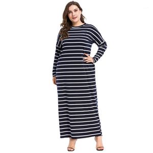 Roupas étnicas Plus Size Abaya Muçulmano Listrado Vestido Islâmico Árabe Abayas Manga Longa Kaftan Dubai Vestidos para Mulheres Vestidos XXX312U