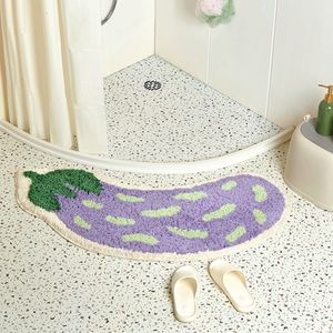 Bath Mats Arc-shaped Bath Mats Non-slip Bathroom Mat Banana Eggplant Shaped Bathroom Rug Absorbent Floor Mat Shower Room Doormat Tapi Bain 230921