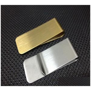 Business Card Files Wholesale Stainless Steel Brass Money Clipper Slim Wallet Clip Clamp Holder Credit Name Sn1086 Drop Delivery Off Dhyq0