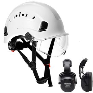 Capacetes de patins Capacete de segurança com viseira e protetor de ouvido Kit Capacete para escalada ao ar livre Proteção industrial Resgate Exploração de cavernas 230921