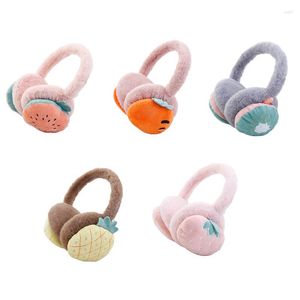 Berets inverno earmuffs para meninas rosa morango crianças frutas kawaii menina menino velo headband falso orelha muffs