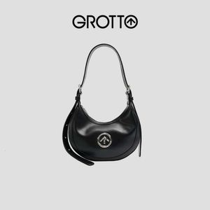 GROTTO Happy New Moon Bag BigPeace Collection Personalized Light Luxury Crescent Bag Fashion Versatile One Shoulder Crossbody Bag