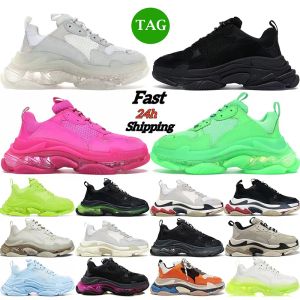 triple s men designer casual shoes platform sneakers women clear sole black white grey green red pink blue Royal Neon mens trainers tennis wr3242aw