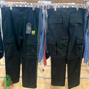 Männer Hosen Schwarz AWGE Nadeln Cargo Hosen 1 1 Qualität Schmetterling Stickerei Jogginghose Große Tasche Jogger Männer Frauen Overalls T230921