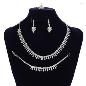 Necklace Earrings Set Jewelry HADIYANA Delicate Classic Bridal Wedding Bracelet Ring Earring BN9305 Women Accessories Party Gifts