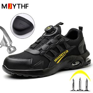 Boots Quality Safety Shoes Men Rotary Buckle Work Shoes Air Cushion Indestructible Sneakers security Boots Protective 230920