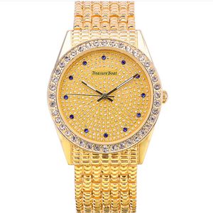 Treasureboat Brand Fashion Mens Watches Luxury Gold Diamond Quartz Watch