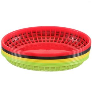 Dinnerware Sets 12 Pcs French Fries Hamburger Basket Fruit Household Storage Plate Woven Plastic Tray Fast-