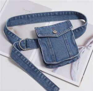 Waist Bags Adjustable Denim Fabric Pack Vintage European Washed Jean Waistband Bag Summer Belts WIth Phone 230920