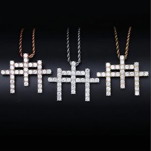14K Gold Ins Gunna Style M Shape Cross Pendant Necklace Micro Pave Cubic Zirconia Diamonds Bling Bling Pendant med 24inch rep CH237B