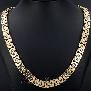 With Lobster clasp Jewelry 8mm 24'' Gold Silver Stainless Steel flat byzantine Curb Link Necklace Chain for Friends holi280I