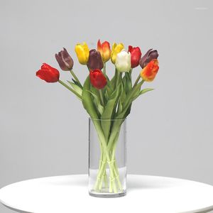 Декоративные цветы PE, одна ветка, клей, тюльпан, настольное украшение, реквизит для фотосъемки, имитация цветка