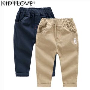 Trousers Children Cotton Long Pants Kids Casual Straight Trousers Baby Boy Elastic Mid Waist Pant Spring Autumn Kids Clothing 3-10 Years Q230921