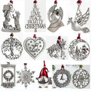 Enfeites de árvore de Natal de metal Ornamento decorativo de suspensão Liga de zinco Pingente de festa de Natal Presente Ornamento artesanal Decoração de Natal com corda