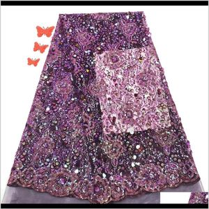 Clothing Apparel African Purple Fabric With Sequins French Tulle Lace For Nigerian Party 1 Kjg9O2431