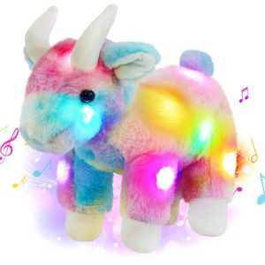 Pluszowe lalki 28 cm Rainbow Musical Plush Zabawki Koza lalka z LED Light Gift Sched Animals Lullaby Luminous dla dziewcząt Dzieci Dzieci 230921