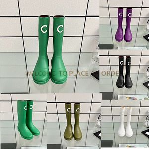 Botas de grife marca outono e inverno botas de chuva das mulheres dos homens doces cor de borracha sapatos impermeáveis caminhando casual botas de sola grossa PUDDLE PVC